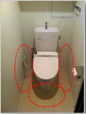 トイレ臭いの発生源の床壁